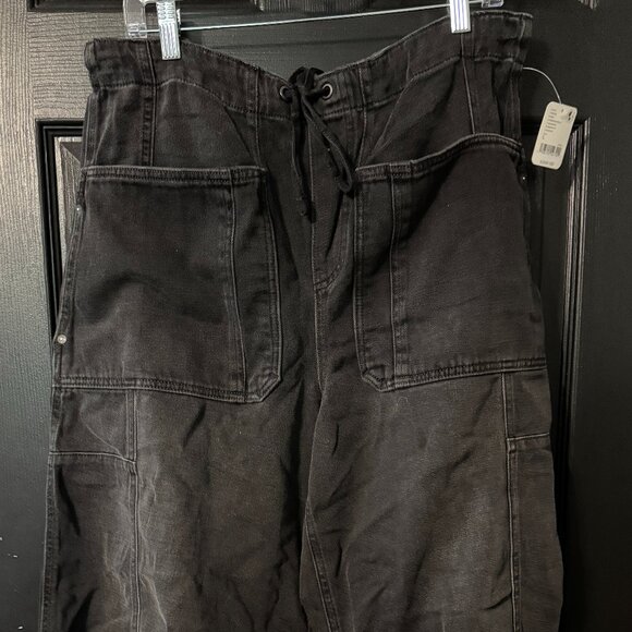 Free People Denim - NWT Free People Drawstring Waist Barrel Jeans Black Large